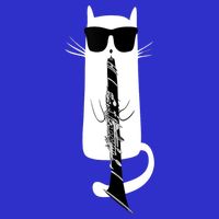 Funny Cat Wearing Sunglasses Playing Clarinet V-Neck T-Shirt