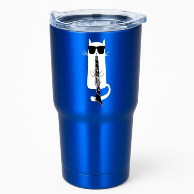 Funny Cat Wearing Sunglasses Playing Clarinet Tumbler