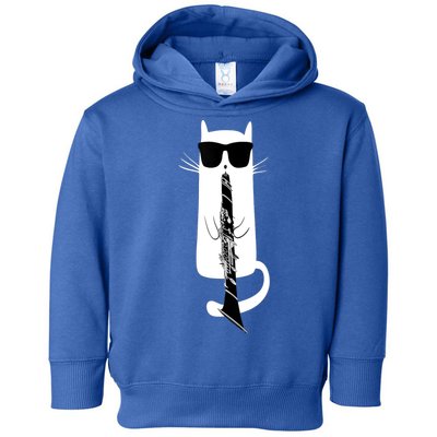 Funny Cat Wearing Sunglasses Playing Clarinet Toddler Hoodie