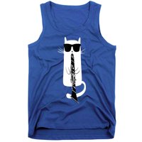 Funny Cat Wearing Sunglasses Playing Clarinet Tank Top