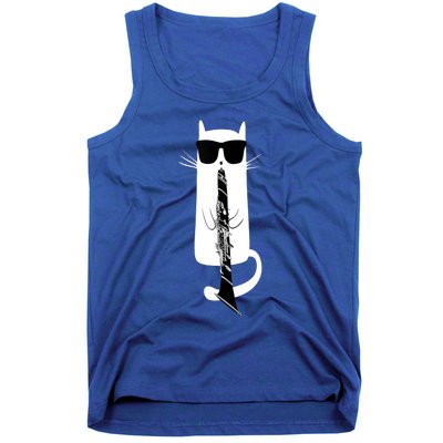 Funny Cat Wearing Sunglasses Playing Clarinet Tank Top