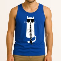 Funny Cat Wearing Sunglasses Playing Clarinet Tank Top