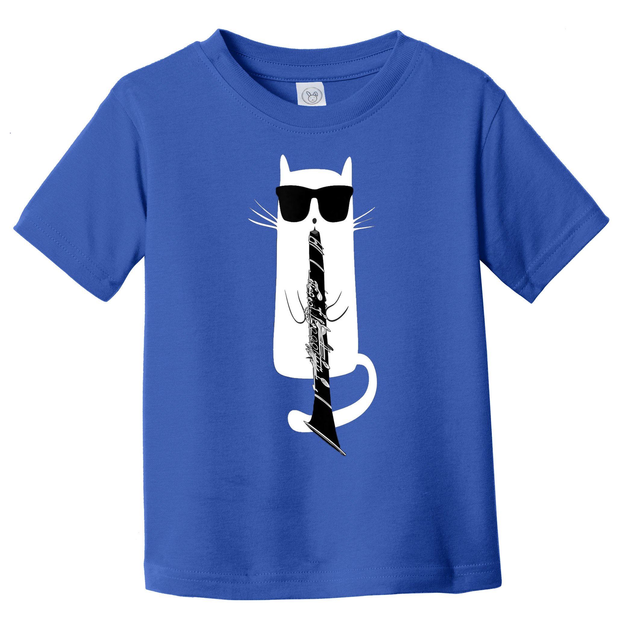Funny Cat Wearing Sunglasses Playing Clarinet Toddler T-Shirt