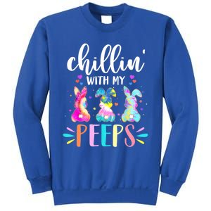 Funny Chillin With My Peep Teacher Tie Dye Easter Gift Sweatshirt