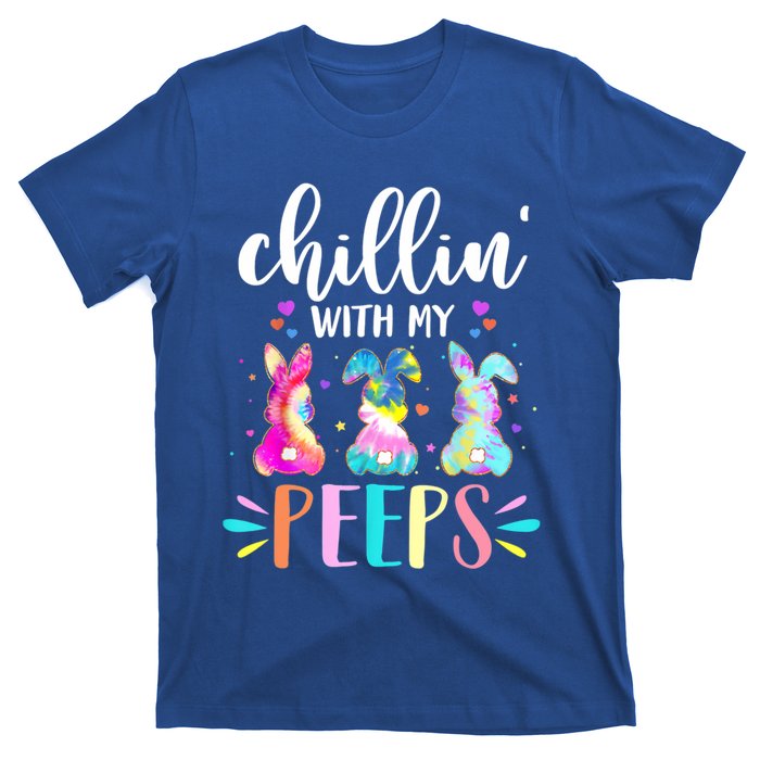 Funny Chillin With My Peep Teacher Tie Dye Easter Gift T-Shirt