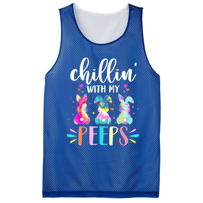 Funny Chillin With My Peep Teacher Tie Dye Easter Gift Mesh Reversible Basketball Jersey Tank