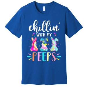 Funny Chillin With My Peep Teacher Tie Dye Easter Gift Premium T-Shirt