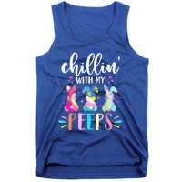 Funny Chillin With My Peep Teacher Tie Dye Easter Gift Tank Top