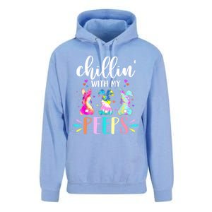 Funny Chillin With My Peep Teacher Tie Dye Easter Gift Unisex Surf Hoodie