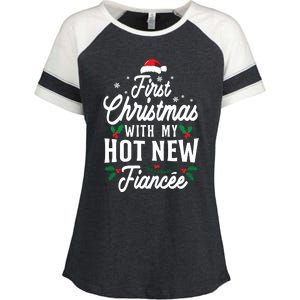 First Christmas With My Hot New Fiancee Gift Enza Ladies Jersey Colorblock Tee