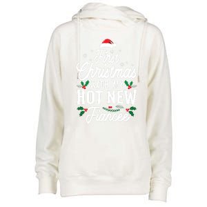 First Christmas With My Hot New Fiancee Gift Womens Funnel Neck Pullover Hood