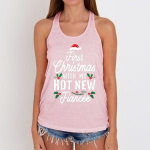 First Christmas With My Hot New Fiancee Gift Women's Knotted Racerback Tank