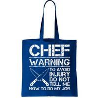 Funny Chef Warning Grilling Bbq Meat Dad Grandpa Grill Gift Tote Bag