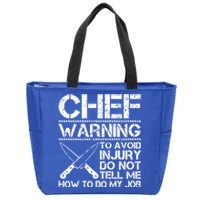 Funny Chef Warning Grilling Bbq Meat Dad Grandpa Grill Gift Zip Tote Bag