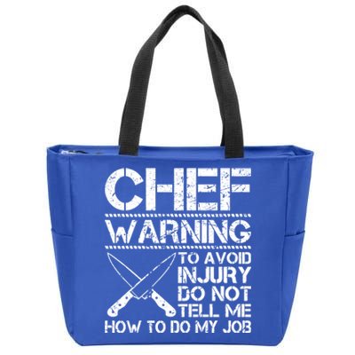 Funny Chef Warning Grilling Bbq Meat Dad Grandpa Grill Gift Zip Tote Bag