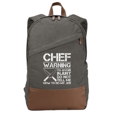 Funny Chef Warning Grilling Bbq Meat Dad Grandpa Grill Gift Cotton Canvas Backpack