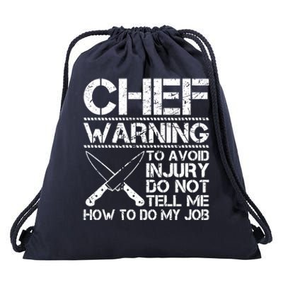 Funny Chef Warning Grilling Bbq Meat Dad Grandpa Grill Gift Drawstring Bag