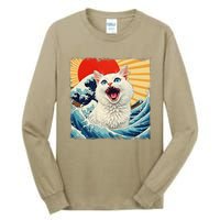 Funny Cat Wave Graphicvintage Japanese Art Anime Tall Long Sleeve T-Shirt