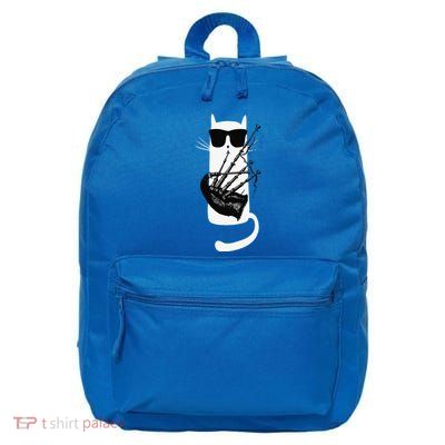 Funny Cat Wearing Sunglasses Playing Bagpipes 16 in Basic Backpack