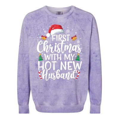 First Christmas With My Hot New Husband Newlywed Cute Gift Colorblast Crewneck Sweatshirt