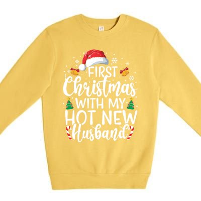 First Christmas With My Hot New Husband Newlywed Cute Gift Premium Crewneck Sweatshirt