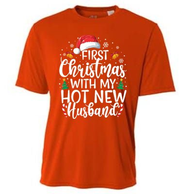 First Christmas With My Hot New Husband Newlywed Cute Gift Cooling Performance Crew T-Shirt