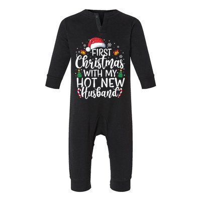 First Christmas With My Hot New Husband Newlywed Cute Gift Infant Fleece One Piece