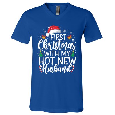 First Christmas With My Hot New Husband Newlywed Cute Gift V-Neck T-Shirt