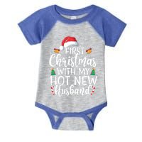 First Christmas With My Hot New Husband Newlywed Cute Gift Infant Baby Jersey Bodysuit