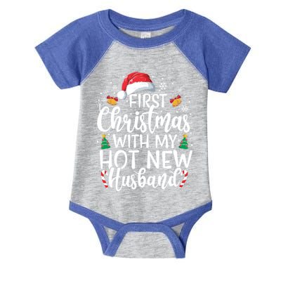 First Christmas With My Hot New Husband Newlywed Cute Gift Infant Baby Jersey Bodysuit