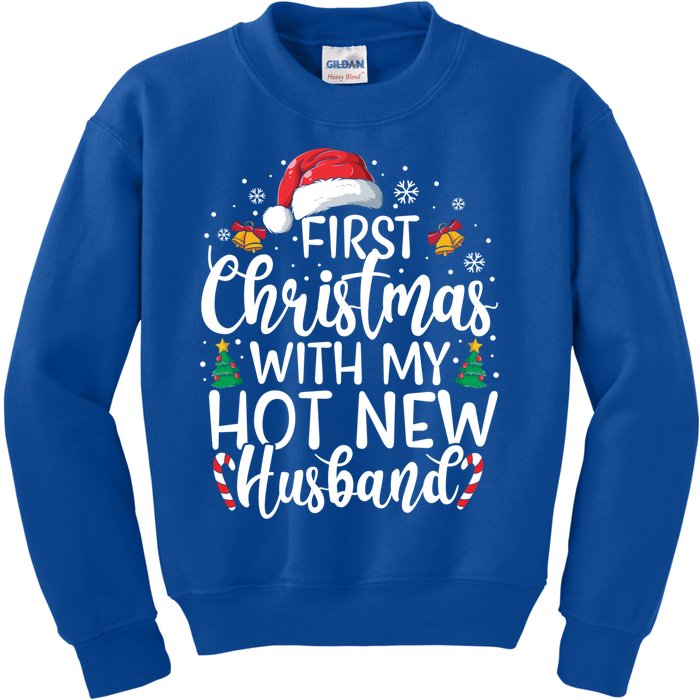 First Christmas With My Hot New Husband Newlywed Cute Gift Kids Sweatshirt