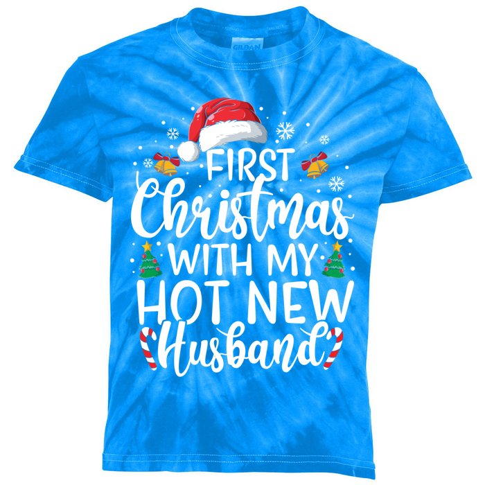 First Christmas With My Hot New Husband Newlywed Cute Gift Kids Tie-Dye T-Shirt