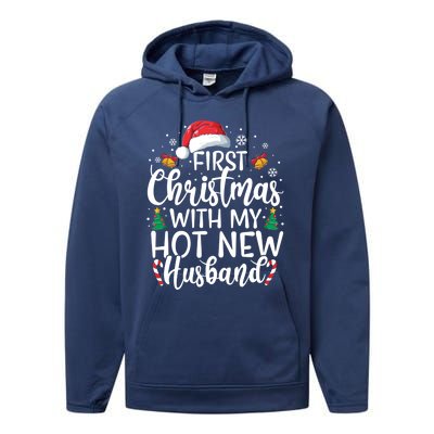 First Christmas With My Hot New Husband Newlywed Cute Gift Performance Fleece Hoodie