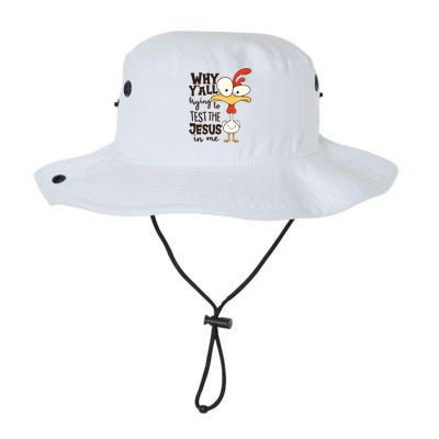 Funny Chicken Why Y'all Trying To Test The Jesus In Me Bucket Hat