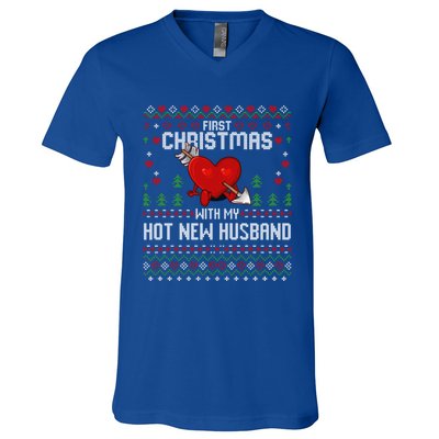 First Christmas With My Hot New Husband Sweater Ugly Xmas Gift V-Neck T-Shirt