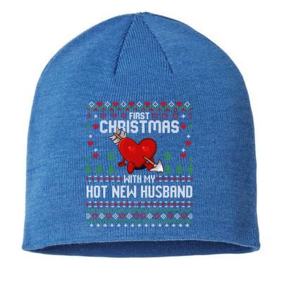 First Christmas With My Hot New Husband Sweater Ugly Xmas Gift Sustainable Beanie