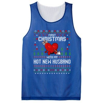 First Christmas With My Hot New Husband Sweater Ugly Xmas Gift Mesh Reversible Basketball Jersey Tank