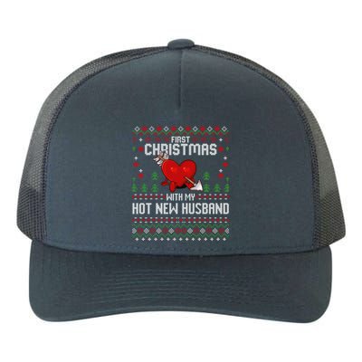 First Christmas With My Hot New Husband Sweater Ugly Xmas Gift Yupoong Adult 5-Panel Trucker Hat