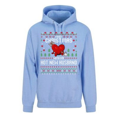 First Christmas With My Hot New Husband Sweater Ugly Xmas Gift Unisex Surf Hoodie