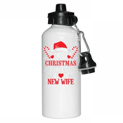 First Christmas With My Hot New Wife Funny Newlywed Couples Aluminum Water Bottle