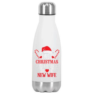 First Christmas With My Hot New Wife Funny Newlywed Couples Stainless Steel Insulated Water Bottle