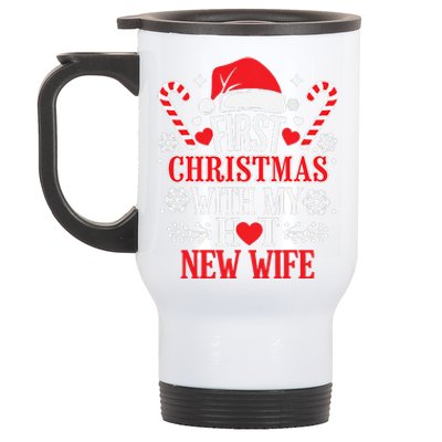 First Christmas With My Hot New Wife Funny Newlywed Couples Stainless Steel Travel Mug