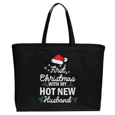 First Christmas With My Hot New Husband Xmas Holiday Funny Gift Cotton Canvas Jumbo Tote