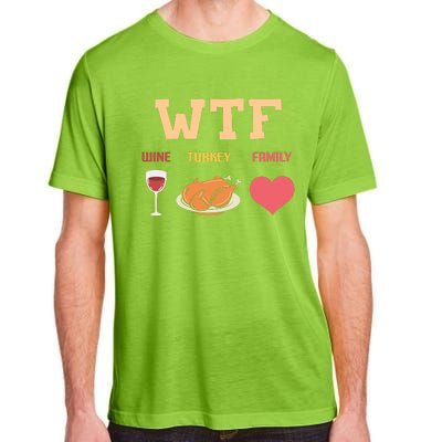 Funny Cute Wine Turkey Family Thanksgiving Gift Adult ChromaSoft Performance T-Shirt