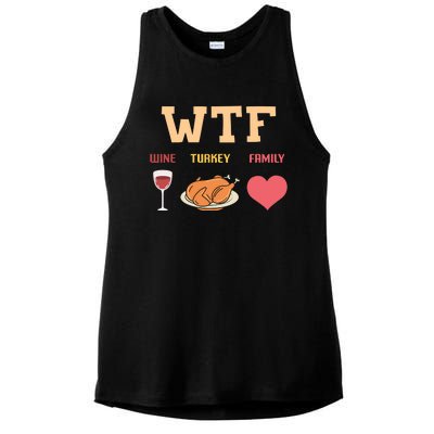 Funny Cute Wine Turkey Family Thanksgiving Gift Ladies PosiCharge Tri-Blend Wicking Tank