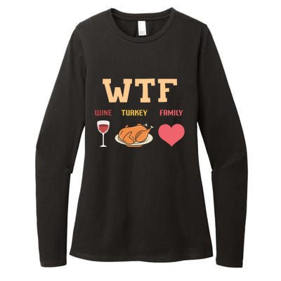 Funny Cute Wine Turkey Family Thanksgiving Gift Womens CVC Long Sleeve Shirt