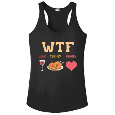 Funny Cute Wine Turkey Family Thanksgiving Gift Ladies PosiCharge Competitor Racerback Tank