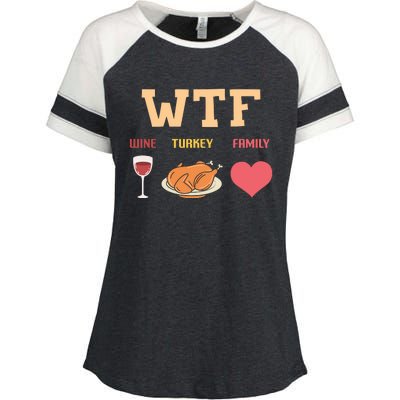 Funny Cute Wine Turkey Family Thanksgiving Gift Enza Ladies Jersey Colorblock Tee