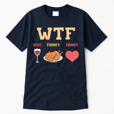 Funny Cute Wine Turkey Family Thanksgiving Gift Tall T-Shirt