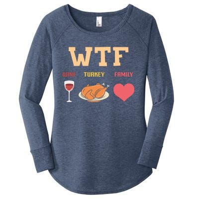 Funny Cute Wine Turkey Family Thanksgiving Gift Women's Perfect Tri Tunic Long Sleeve Shirt